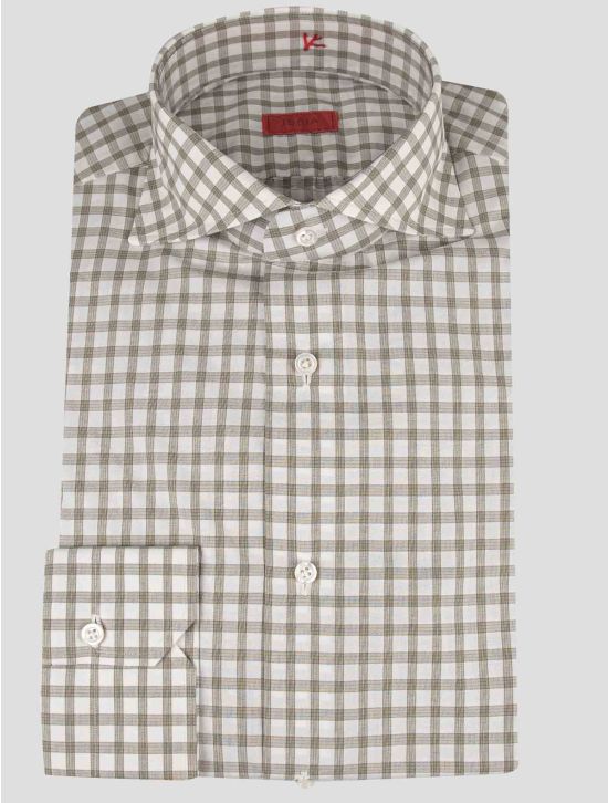 Isaia Isaia White Green Cotton Shirt White / Green 000