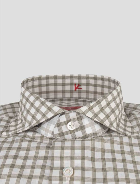 Isaia Isaia White Green Cotton Shirt White / Green 001