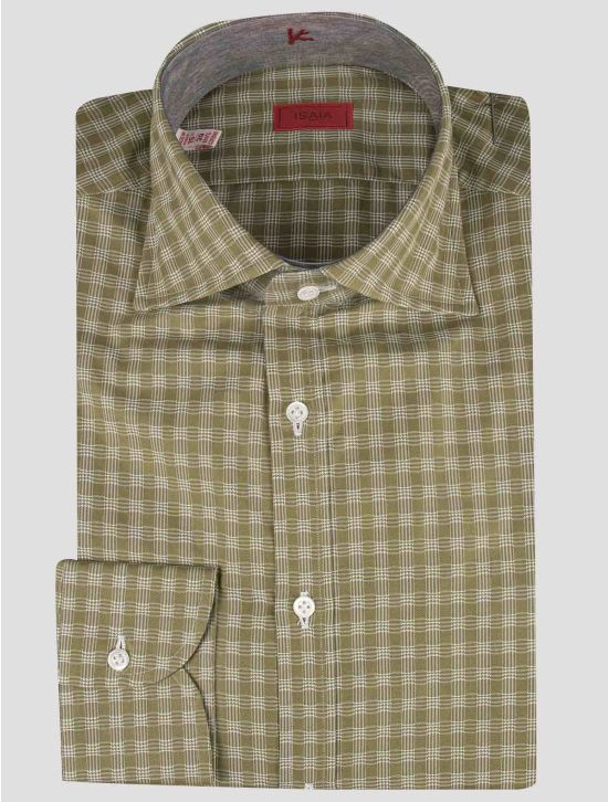 Isaia Isaia White Green Cotton Shirt White / Green 000