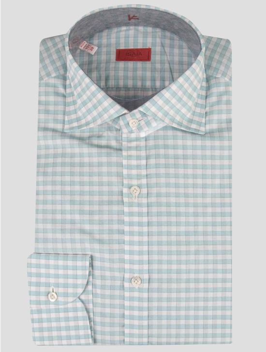 Isaia Isaia White Green Cotton Shirt White / Green 000