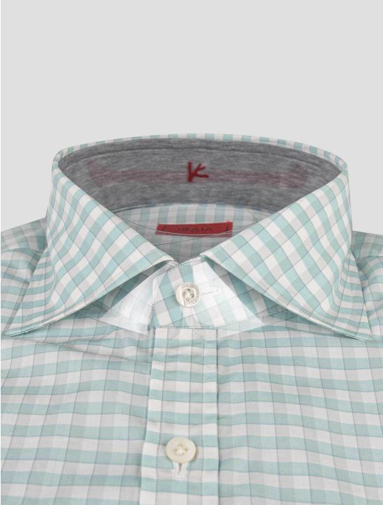 Isaia Isaia White Green Cotton Shirt White / Green 001