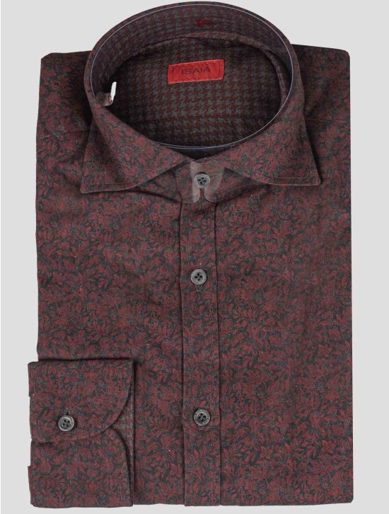 Isaia Isaia Blue Burgundy Cotton Shirt Burgundy / Blue 000