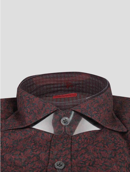 Isaia Isaia Blue Burgundy Cotton Shirt Burgundy / Blue 001