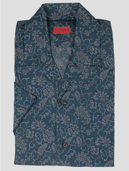 Isaia Isaia Green Cotton Short Sleeve Shirt Green 000