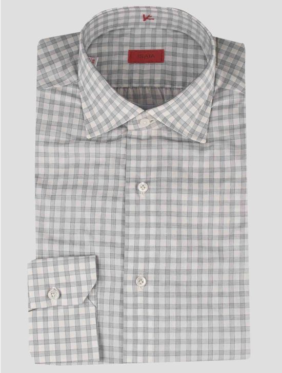 Isaia Isaia Gray White Cotton Shirt Gray / White 000