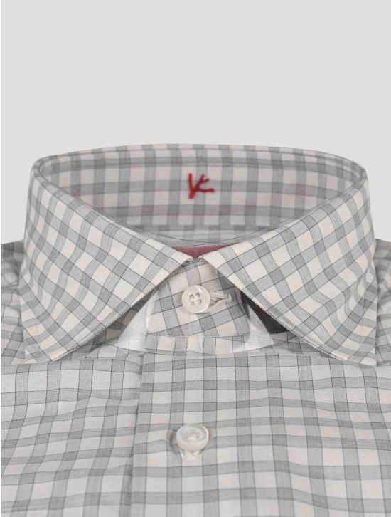 Isaia Isaia Gray White Cotton Shirt Gray / White 001