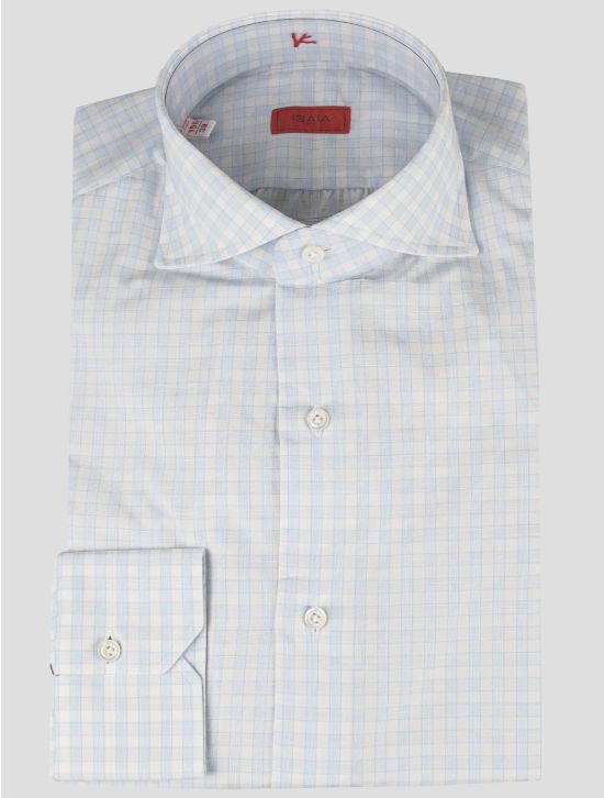 Isaia Isaia Blue White Cotton Shirt White / Blue 000