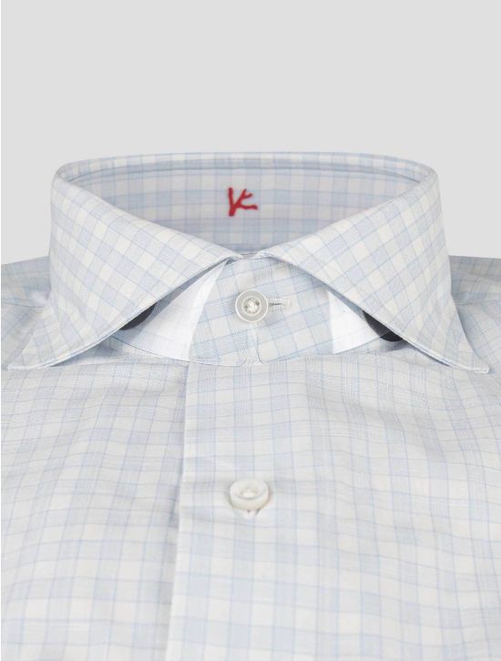 Isaia Isaia Blue White Cotton Shirt White / Blue 001