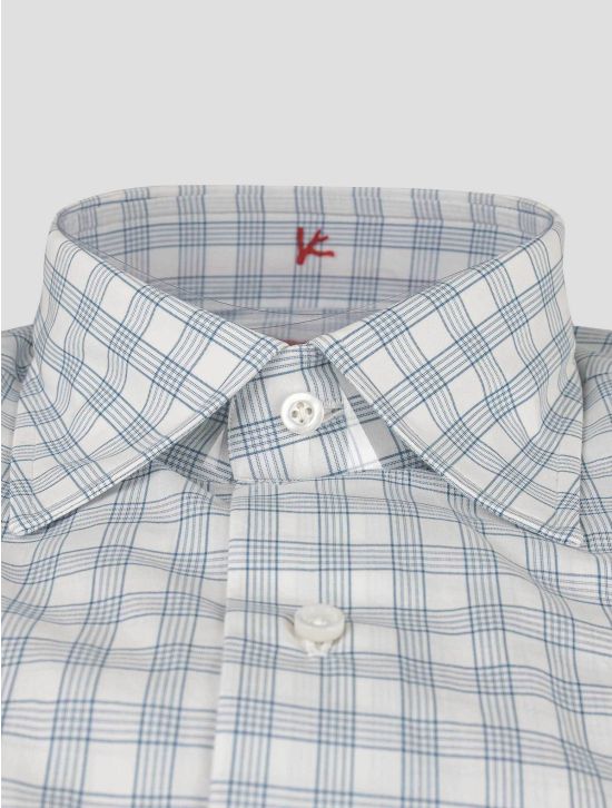 Isaia Isaia Blue White Cotton Shirt White / Blue 001