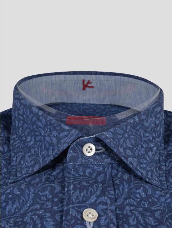 Isaia Isaia Blue Cotton Short Sleeve Shirt Blue 001