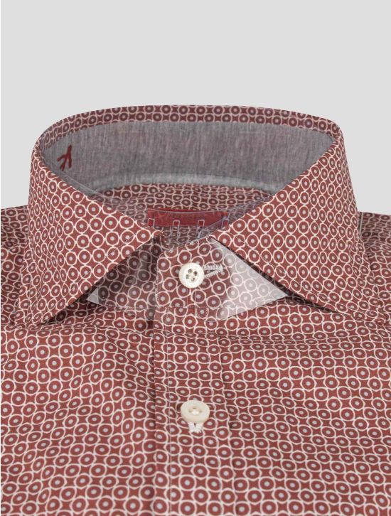 Isaia Isaia Red White Cotton Shirt Red / White 001