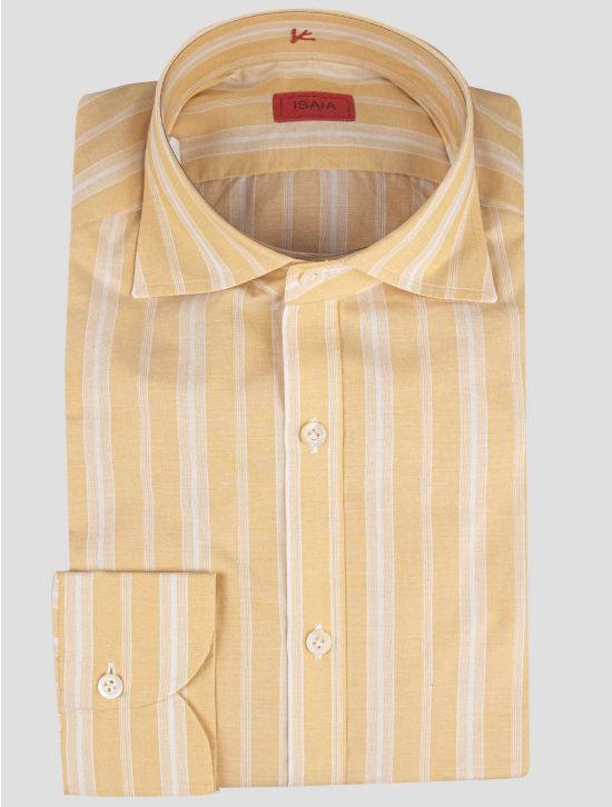 Isaia Isaia Yellow White Cotton Shirt Yellow / White 000