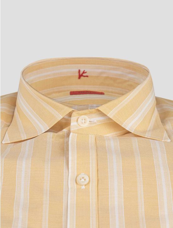 Isaia Isaia Yellow White Cotton Shirt Yellow / White 001