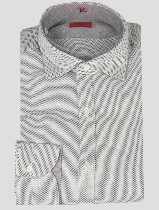 Isaia Isaia Green White Cotton Shirt Green / White 000