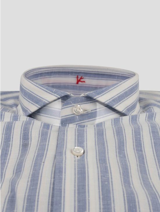 Isaia Isaia Blue White Cotton Shirt Blue / White 001