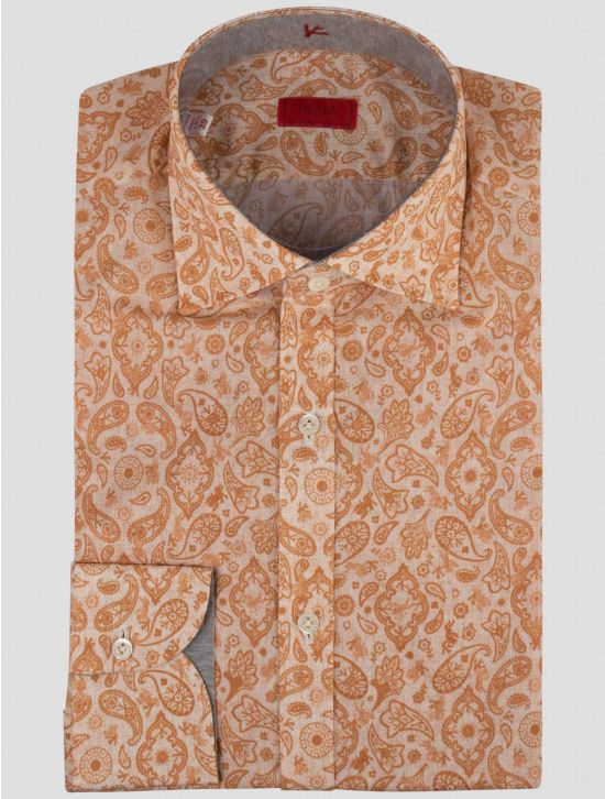 Isaia Isaia Orange Cotton Shirt Orange 000