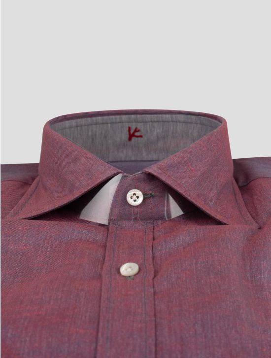 Isaia Isaia Multicolor Cotton Linen Shirt Burgundy 001