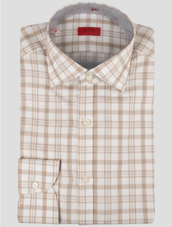 Isaia Isaia Beige White Cotton Shirt Beige / White 000