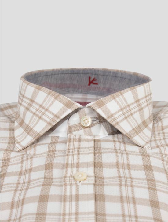 Isaia Isaia Beige White Cotton Shirt Beige / White 001