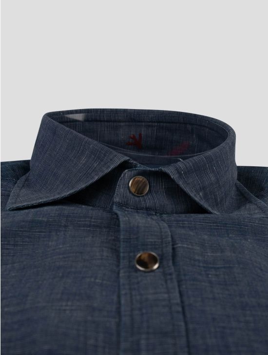 Isaia Isaia Blue Cotton Linen Shirt Blue 001