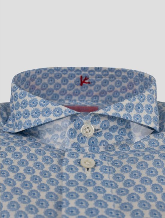 Isaia Isaia Light Blue White Linen Shirt Light Blue / White 001