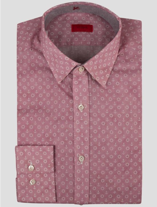 Isaia Isaia Pink White Cotton Shirt Pink / White 000