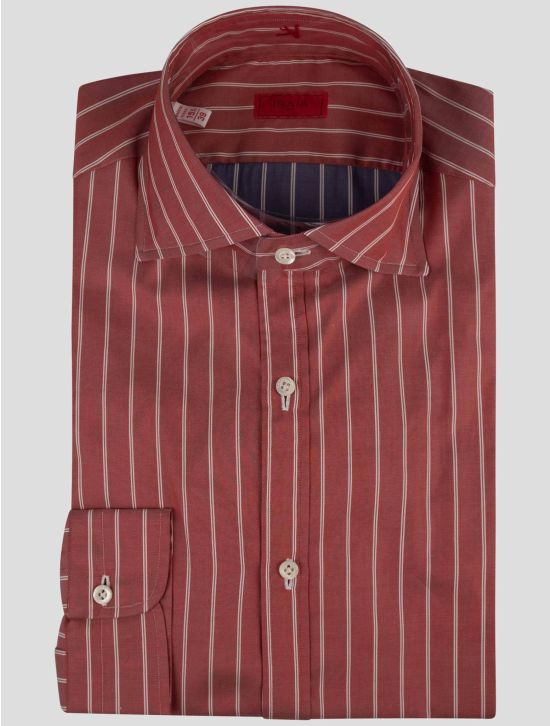 Isaia Isaia Red White Cotton Shirt Red / White 000