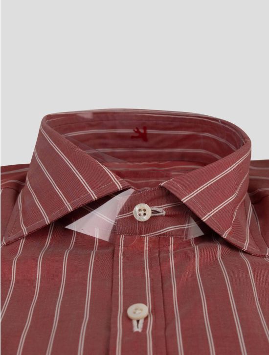 Isaia Isaia Red White Cotton Shirt Red / White 001