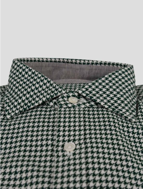 Isaia Isaia Green White Cotton Shirt Green / White 001