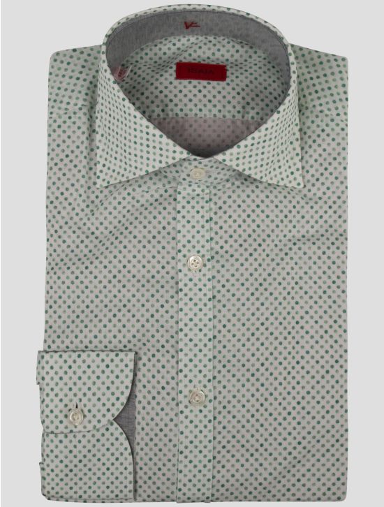 Isaia Green White Cotton Shirt