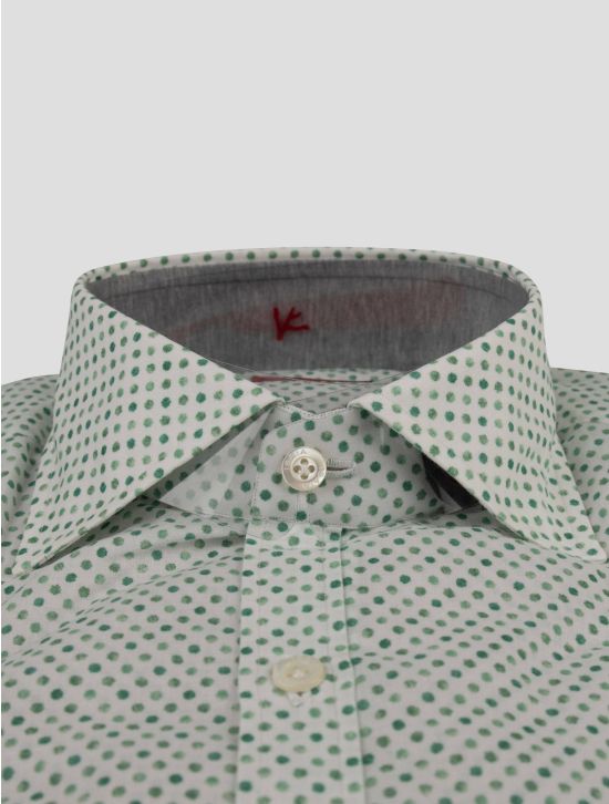 Isaia Isaia Green White Cotton Shirt Green / White 001