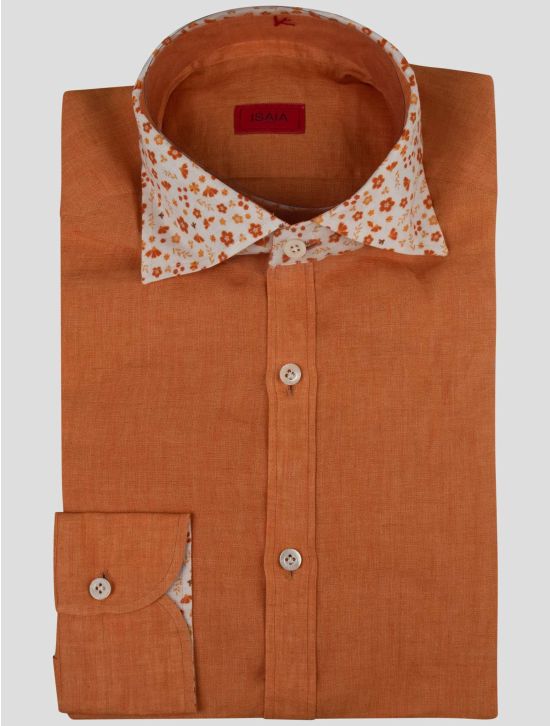 Isaia Isaia Orange Linen Shirt Orange 000