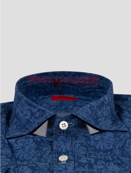 Isaia Isaia Blue Cotton Short Sleeve Shirt Blue 001