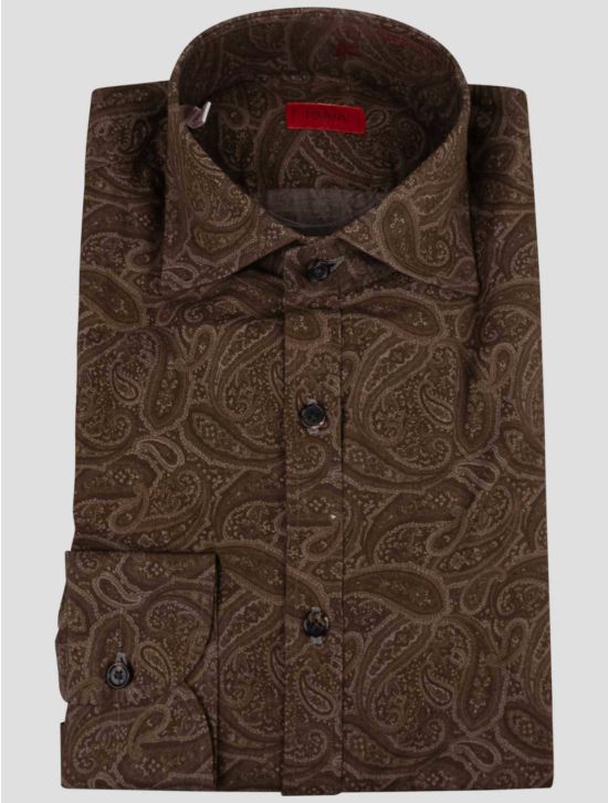 Isaia Isaia Brown Cotton Shirt Brown 000