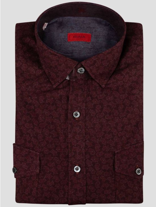 Isaia Isaia Burgundy Cotton Shirt Burgundy 000