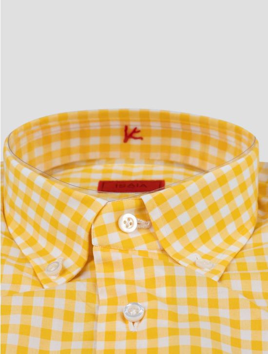 Isaia Isaia Yellow White Cotton Shirt Yellow / White 001