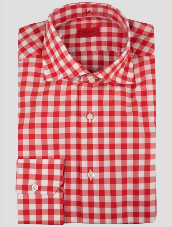 Isaia Isaia Red White Cotton Shirt Red / White 000