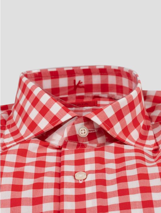 Isaia Isaia Red White Cotton Shirt Red / White 001