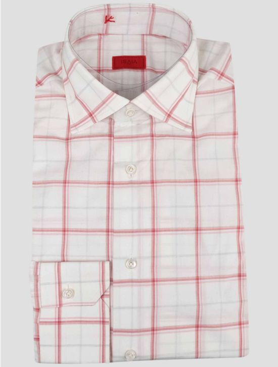 Isaia Isaia Red White Cotton Shirt Red / White 000