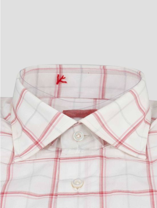 Isaia Isaia Red White Cotton Shirt Red / White 001