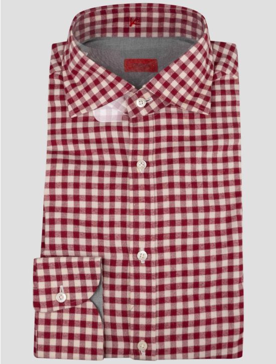 Isaia Isaia Red White Cotton Shirt Red / White 000