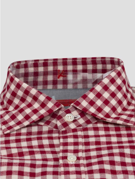 Isaia Isaia Red White Cotton Shirt Red / White 001