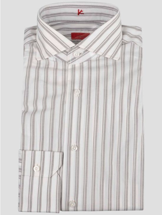 Isaia Isaia Gray White Cotton Shirt Gray / White 000