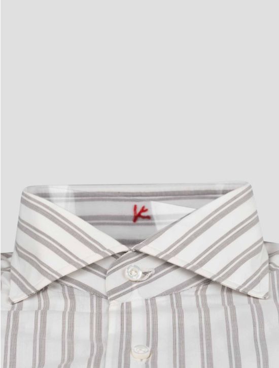 Isaia Isaia Gray White Cotton Shirt Gray / White 001