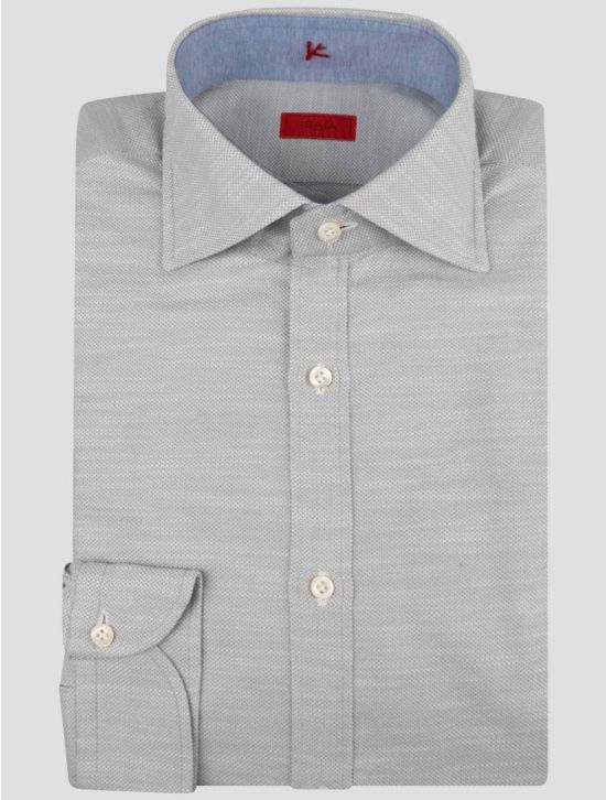 Isaia Isaia Gray Cotton Shirt Light Blue 000