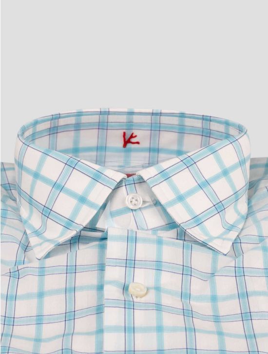 Isaia Isaia Light Blue White Cotton Shirt Light Blue / White 001