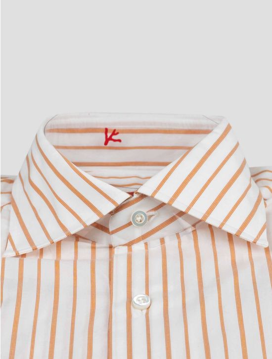 Isaia Isaia Orange White Cotton Shirt Orange / White 001