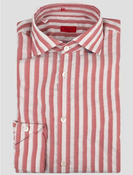 Isaia Isaia Red White Cotton Shirt Red / White 000