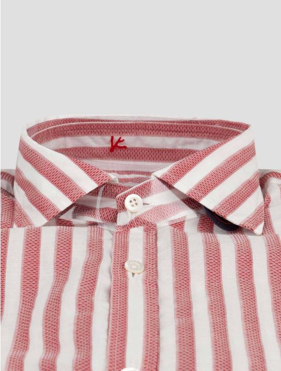 Isaia Isaia Red White Cotton Shirt Red / White 001