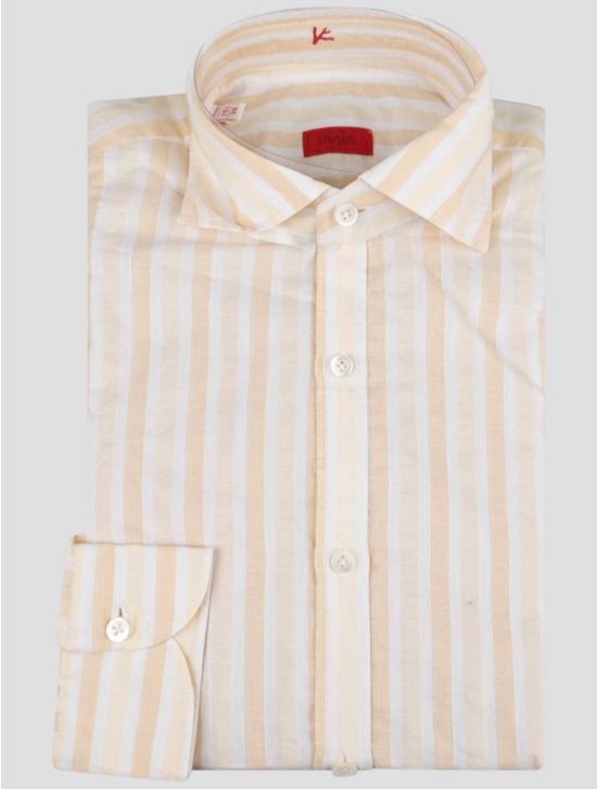 Isaia Isaia Beige White Cotton Shirt Beige / White 000